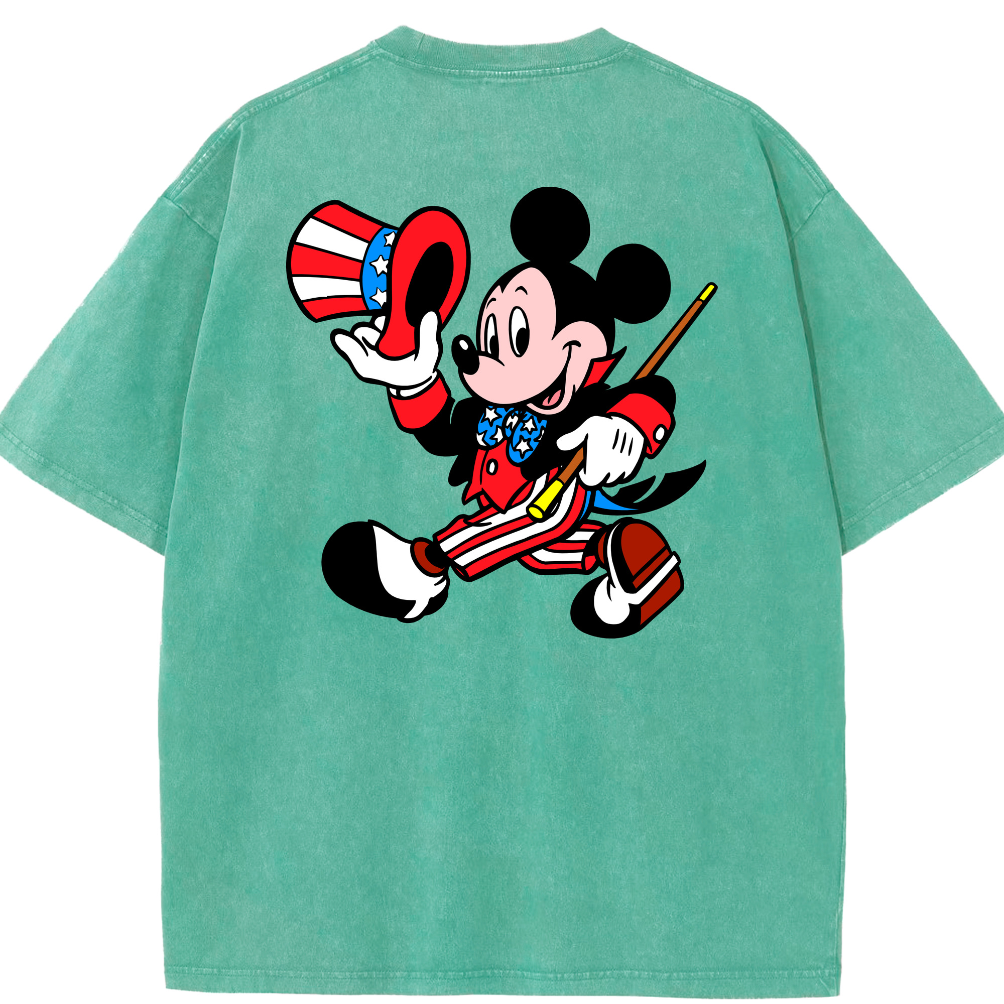 （画像用） ミッキーマウス Mickey Mouse 綿100% ヴィンテージ風 半袖Tシャツ（背面プリント）